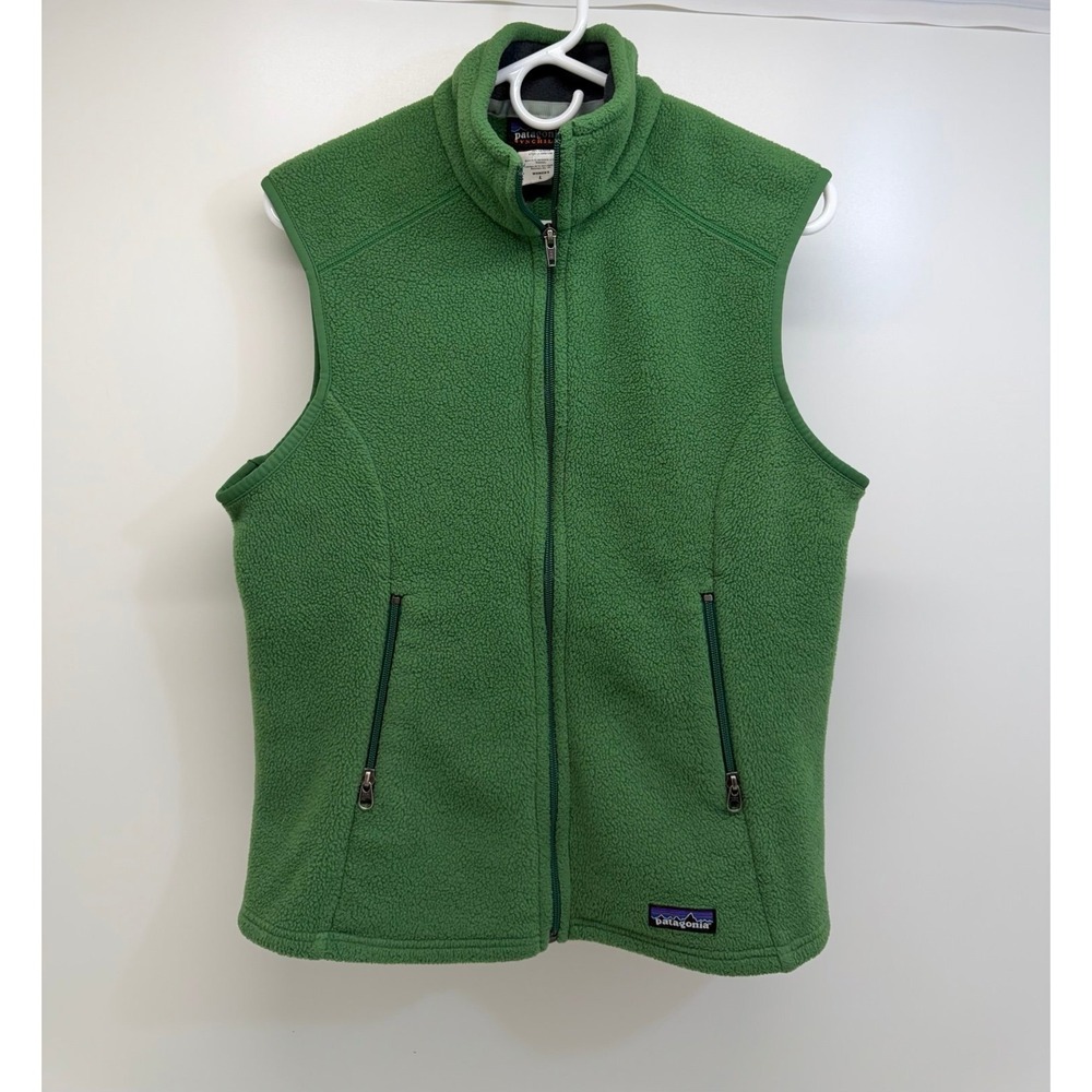 Vintage Patagonia Synchilla Fleece Vest Women's Size Large Green Full Zip Jacket